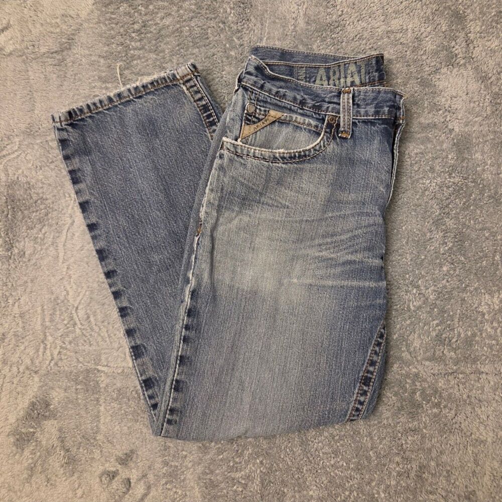 Ariat M2 Mens Relaxed Bootcut Jeans Distressed Dusty Road Blue Denim 10011746